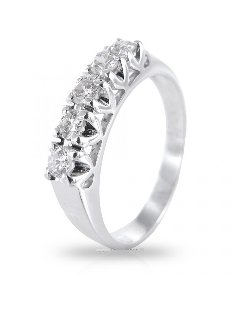 ANELLO RIVIERA VERETTA IN ORO BIANCO 18 K CON DIAMANTI NATURALI E VVS