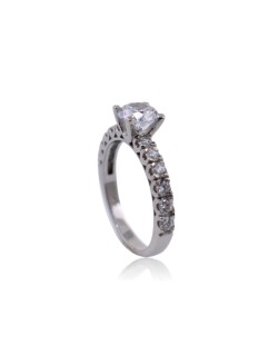 ANELLO SOLITARIO IN ORO BIANCO CON DIAMANTI NATURALI 1.60 CARATI
