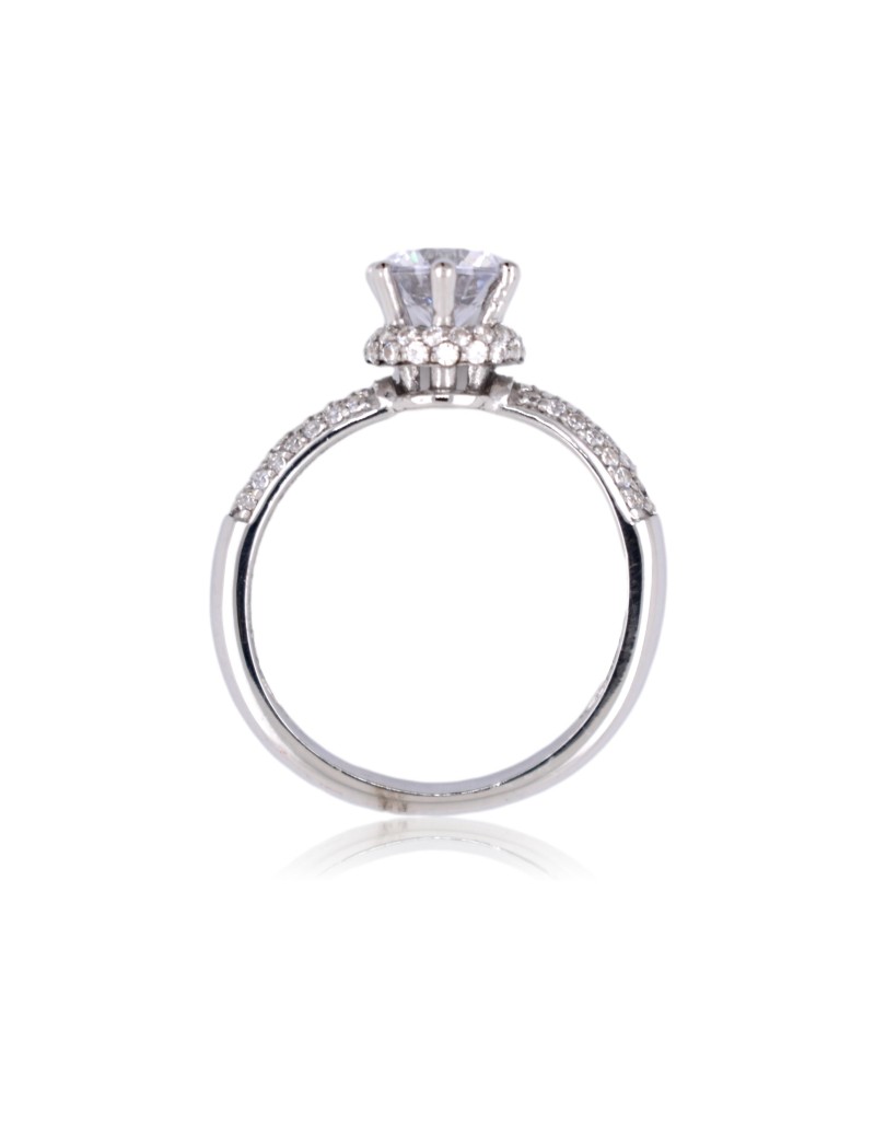 ANELLO SOLITARIO IN ORO BIANCO CON DIAMANTI NATURALI 1.40 CARATI