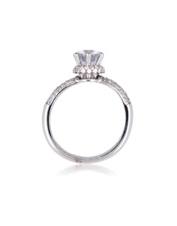 ANELLO SOLITARIO IN ORO BIANCO CON DIAMANTI NATURALI 1.40 CARATI