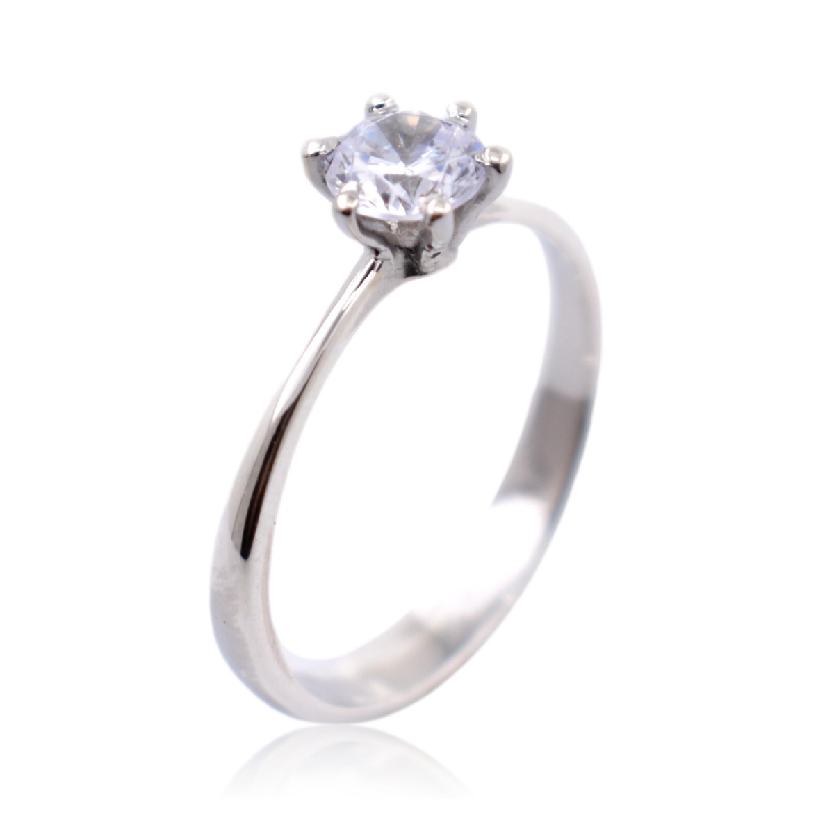 ANELLO SOLITARIO IN ORO BIANCO 18 K CON DIAMANTE NATURALE CERTIFICATO DGC