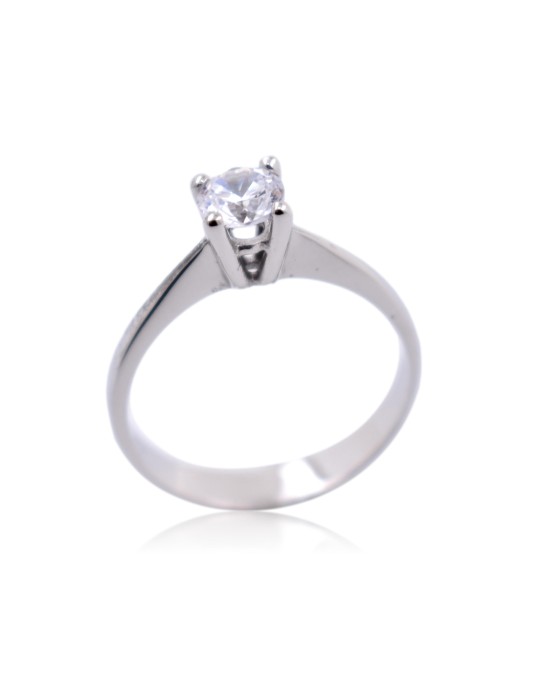 ANELLO SOLITARIO IN ORO BIANCO 18 K CON DIAMANTE NATURALE CERTIFICATO DGC
