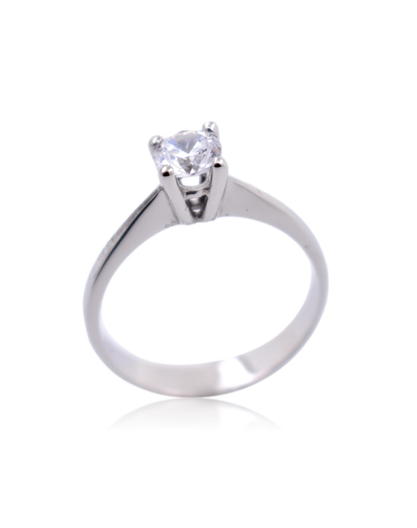 ANELLO SOLITARIO IN ORO BIANCO 18 K CON DIAMANTE NATURALE CERTIFICATO DGC