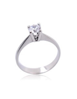 ANELLO SOLITARIO IN ORO BIANCO 18 K CON DIAMANTE NATURALE CERTIFICATO DGC