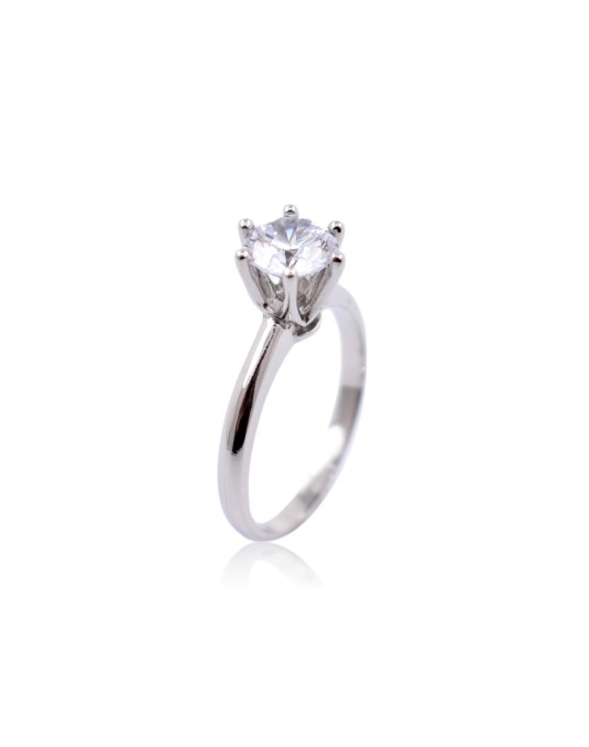 ANELLO SOLITARIO IN ORO BIANCO 18 K CON DIAMANTE NATURALE CERTIFICATO DGC