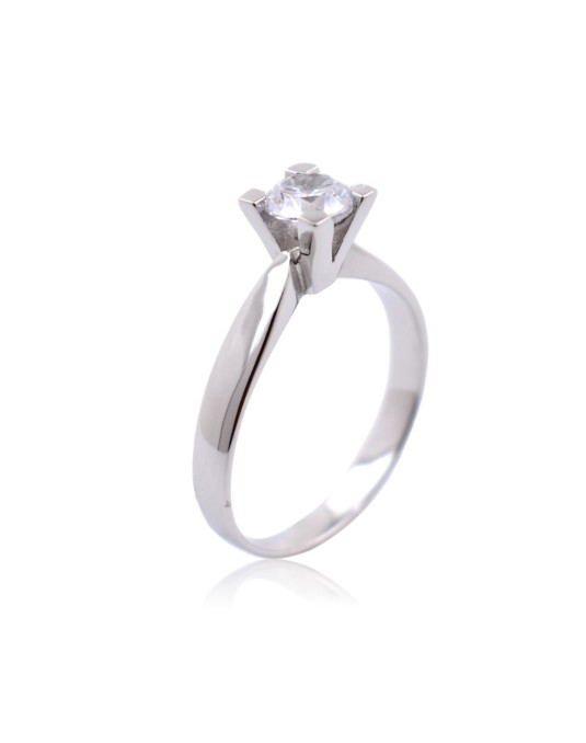 ANELLO SOLITARIO IN ORO BIANCO 18 K CON DIAMANTE NATURALE CERTIFICATO DGC