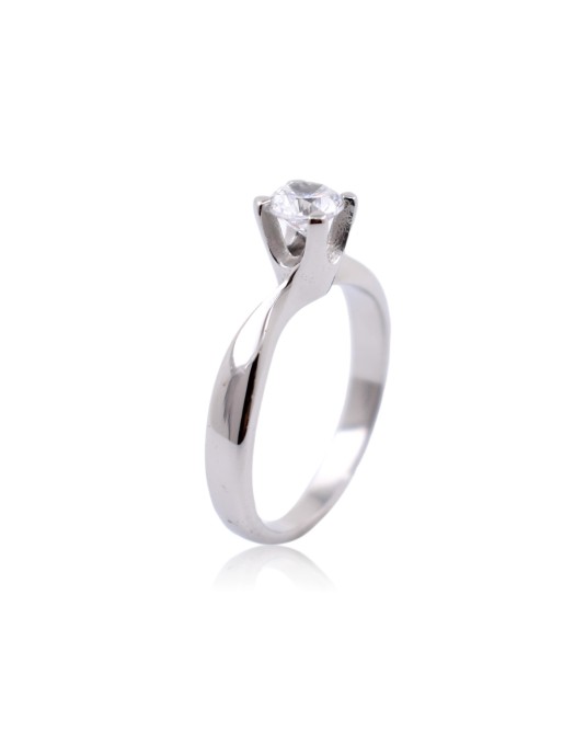 ANELLO SOLITARIO IN ORO BIANCO 18 K CON DIAMANTE NATURALE CERTIFICATO DGC