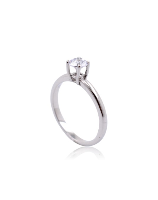 ANELLO SOLITARIO IN ORO BIANCO 18 K CON DIAMANTE NATURALE CERTIFICATO DGC