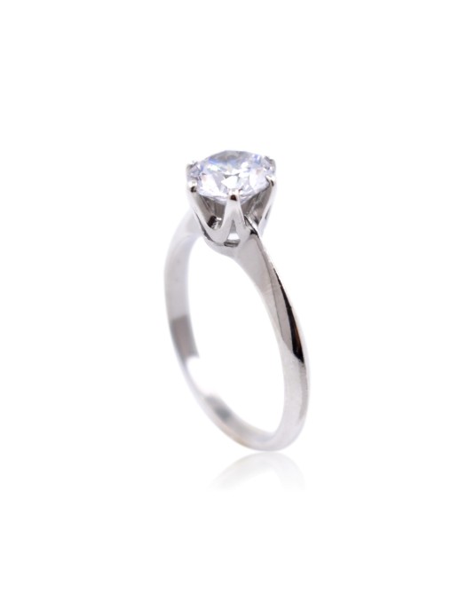 ANELLO SOLITARIO IN ORO BIANCO 18 K CON DIAMANTE NATURALE CERTIFICATO DGC
