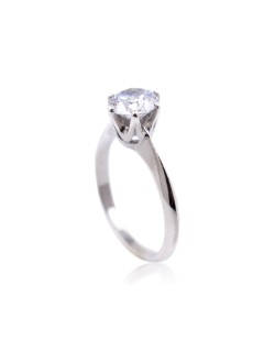 ANELLO SOLITARIO IN ORO BIANCO 18 K CON DIAMANTE NATURALE CERTIFICATO DGC