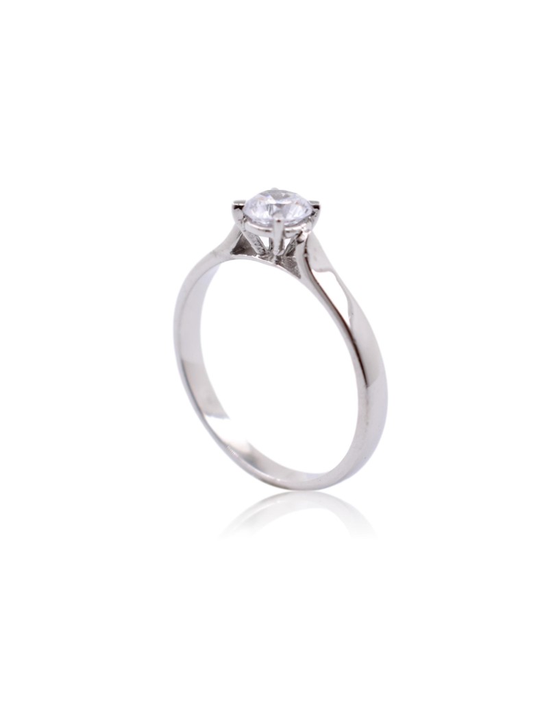ANELLO SOLITARIO IN ORO BIANCO 18 K CON DIAMANTE NATURALE CERTIFICATO DGC