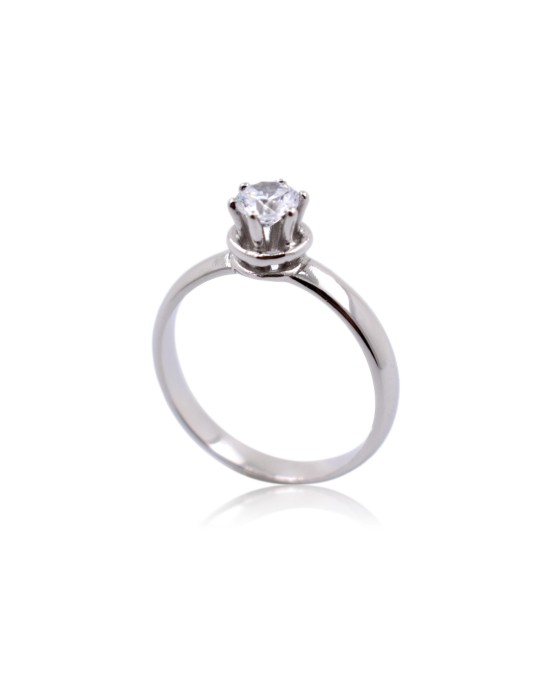 ANELLO SOLITARIO IN ORO BIANCO 18 K CON DIAMANTE NATURALE CERTIFICATO DGC
