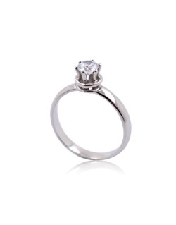 ANELLO SOLITARIO IN ORO BIANCO 18 K CON DIAMANTE NATURALE CERTIFICATO DGC
