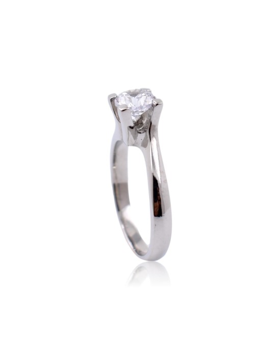 ANELLO SOLITARIO IN ORO BIANCO 18 K CON DIAMANTE NATURALE CERTIFICATO DGC