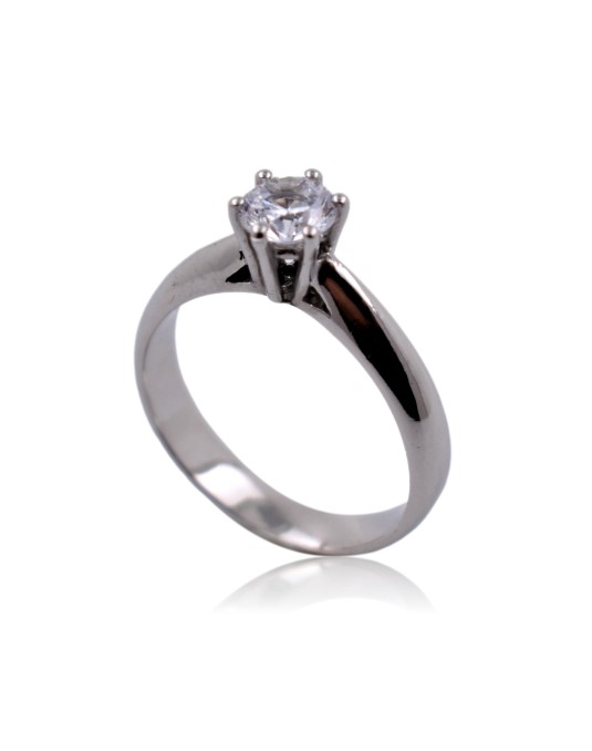 ANELLO SOLITARIO IN ORO BIANCO 18 K CON DIAMANTE NATURALE CERTIFICATO DGC