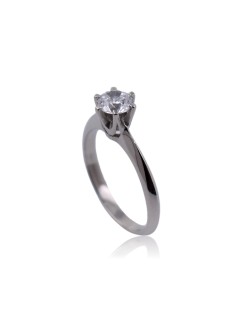ANELLO SOLITARIO IN ORO BIANCO 18 K CON DIAMANTE NATURALE CERTIFICATO DGC