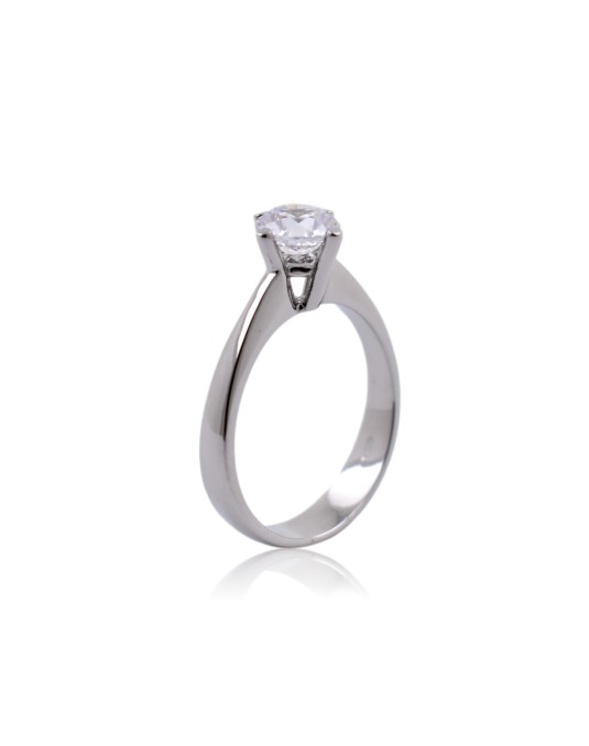 ANELLO SOLITARIO IN ORO BIANCO 18 K CON DIAMANTE NATURALE CERTIFICATO DGC