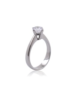 ANELLO SOLITARIO IN ORO BIANCO 18 K CON DIAMANTE NATURALE CERTIFICATO DGC