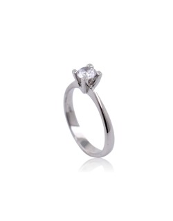 ANELLO SOLITARIO IN ORO BIANCO 18 K CON DIAMANTE NATURALE CERTIFICATO DGC