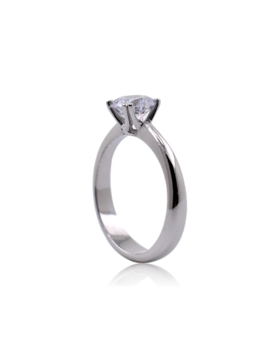 ANELLO SOLITARIO IN ORO BIANCO 18 K CON DIAMANTE NATURALE CERTIFICATO DGC