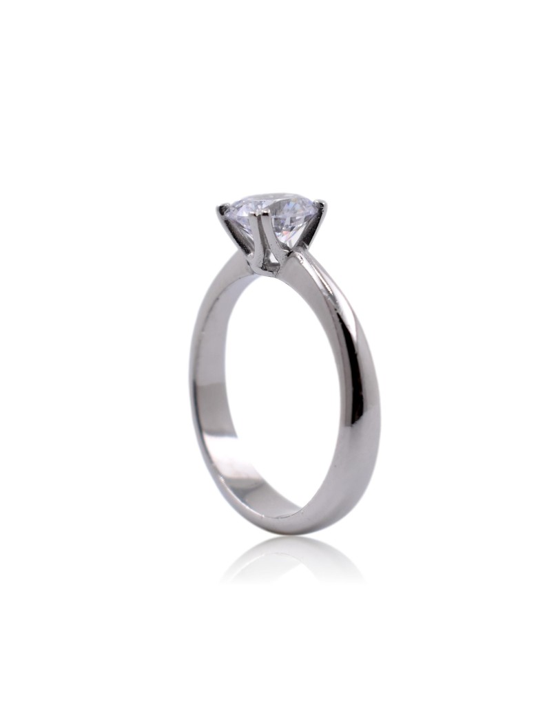 ANELLO SOLITARIO IN ORO BIANCO 18 K CON DIAMANTE NATURALE CERTIFICATO DGC