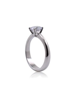 ANELLO SOLITARIO IN ORO BIANCO 18 K CON DIAMANTE NATURALE CERTIFICATO DGC