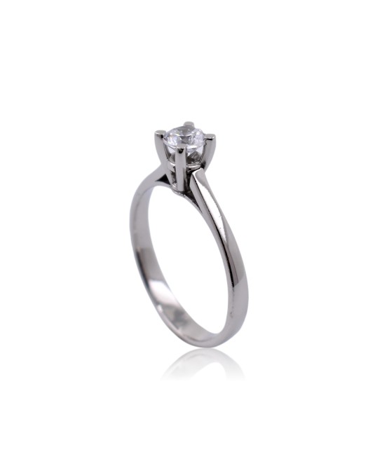 ANELLO SOLITARIO IN ORO BIANCO 18 K CON DIAMANTE NATURALE CERTIFICATO DGC