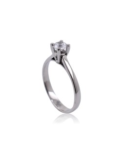 ANELLO SOLITARIO IN ORO BIANCO 18 K CON DIAMANTE NATURALE CERTIFICATO DGC