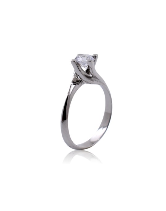 ANELLO SOLITARIO IN ORO BIANCO 18 K CON DIAMANTE NATURALE CERTIFICATO DGC