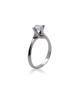 ANELLO SOLITARIO IN ORO BIANCO 18 K CON DIAMANTE NATURALE CERTIFICATO DGC