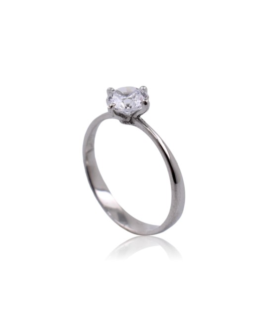 ANELLO SOLITARIO IN ORO BIANCO 18 K CON DIAMANTE NATURALE CERTIFICATO DGC