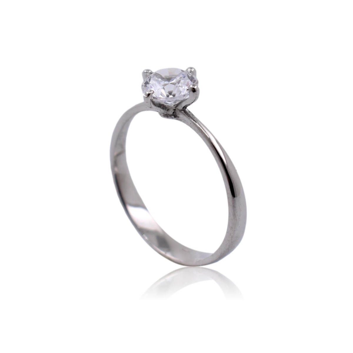 ANELLO SOLITARIO IN ORO BIANCO 18 K CON DIAMANTE NATURALE CERTIFICATO DGC