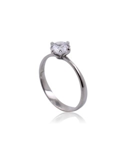 ANELLO SOLITARIO IN ORO BIANCO 18 K CON DIAMANTE NATURALE CERTIFICATO DGC