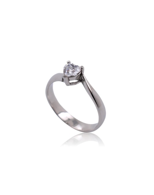 ANELLO SOLITARIO IN ORO BIANCO 18 K CON DIAMANTE NATURALE CERTIFICATO DGC