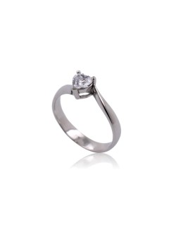ANELLO SOLITARIO IN ORO BIANCO 18 K CON DIAMANTE NATURALE CERTIFICATO DGC