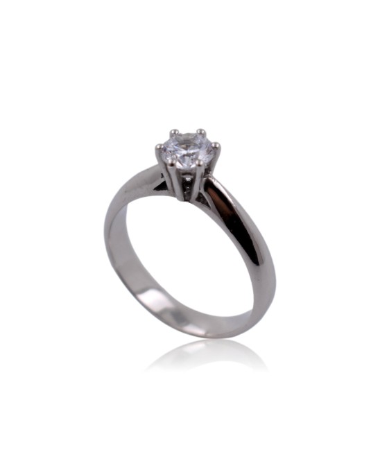 ANELLO SOLITARIO IN ORO BIANCO 18 K CON DIAMANTE NATURALE CERTIFICATO DGC