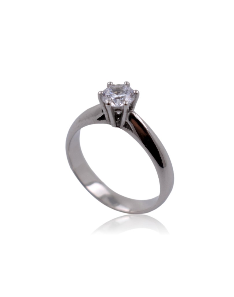 ANELLO SOLITARIO IN ORO BIANCO 18 K CON DIAMANTE NATURALE CERTIFICATO DGC