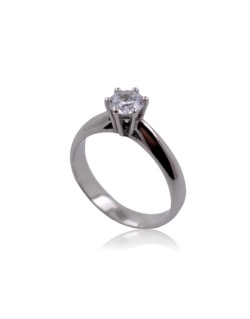 ANELLO SOLITARIO IN ORO BIANCO 18 K CON DIAMANTE NATURALE CERTIFICATO DGC