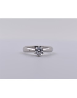 ANELLO SOLITARIO IN ORO BIANCO 18 K CON DIAMANTE NATURALE CERTIFICATO DGC