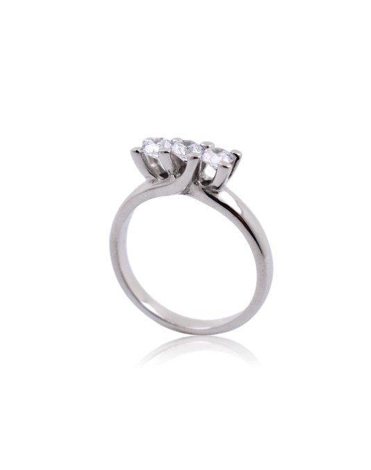 ANELLO TRILOGY IN ORO BIANCO 18 K CON DIAMANTI NATURALI E VVS