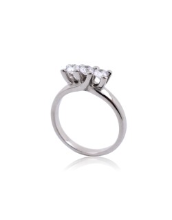 ANELLO TRILOGY IN ORO BIANCO 18 K CON DIAMANTI NATURALI E VVS