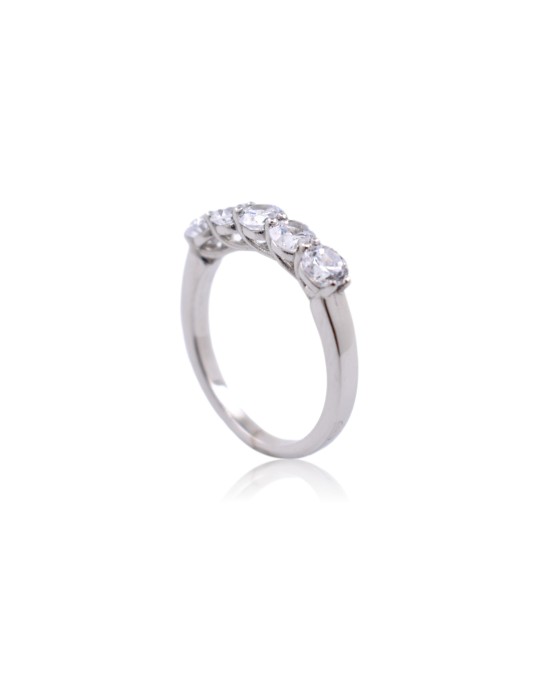 ANELLO RIVIERA VERETTA IN ORO BIANCO 18 K CON DIAMANTI NATURALI E VVS