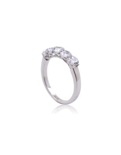 ANELLO RIVIERA VERETTA IN ORO BIANCO 18 K CON DIAMANTI NATURALI E VVS