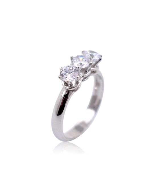 ANELLO TRILOGY IN ORO BIANCO 18 K CON DIAMANTI NATURALI E VVS
