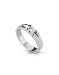 ANELLO FANTASIA IN ORO BIANCO 18 K CON DIAMANTE NATURALE E VVS