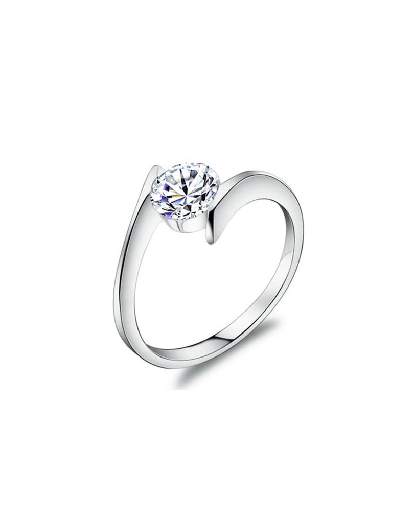 ANELLO SOLITARIO IN ORO BIANCO 18 K CON DIAMANTE NATURALE CERTIFICATO DGC