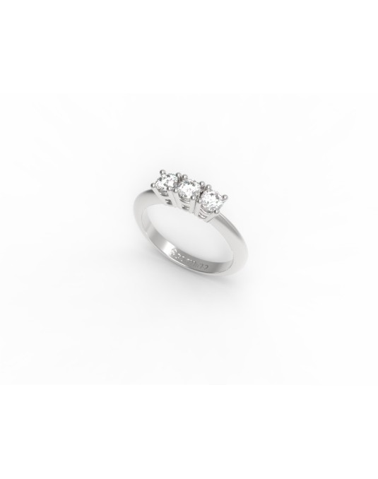 ANELLO TRILOGY IN ORO BIANCO 18 K CON DIAMANTI NATURALI E VVS
