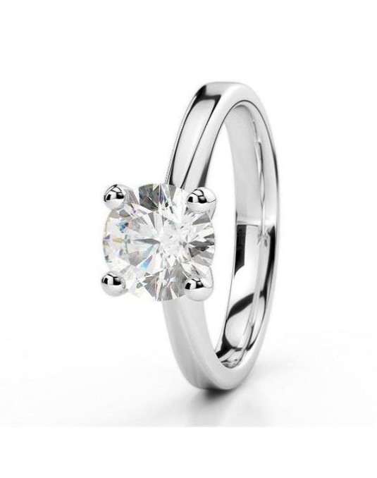 ANELLO SOLITARIO IN ORO BIANCO 18 K CON DIAMANTE NATURALE CERTIFICATO DGC