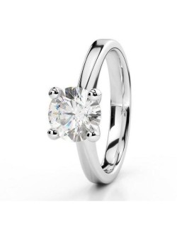 ANELLO SOLITARIO IN ORO BIANCO 18 K CON DIAMANTE NATURALE CERTIFICATO DGC