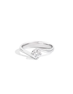 ANELLO SOLITARIO IN ORO BIANCO 18 K CON DIAMANTE NATURALE CERTIFICATO DGC
